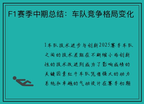 F1赛季中期总结：车队竞争格局变化