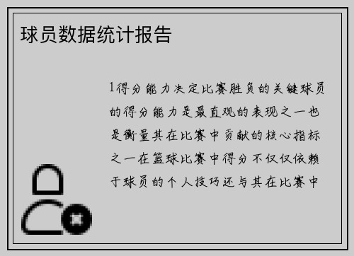 球员数据统计报告
